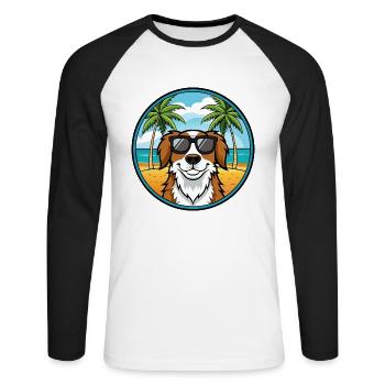 Landseer Dog Breed Cartoon Sunglasses Beach - Unisex Long Sleeve Baseball T-Shirt - white/black - Front - Nik (191cm)