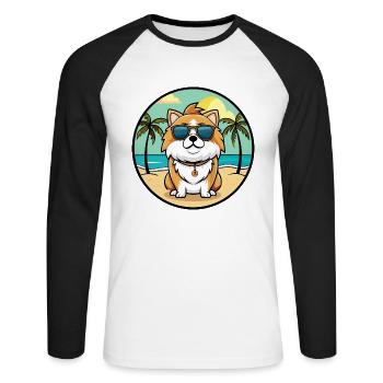Japanese Chin Dog Breed Cartoon Sunglasses Beach - Unisex Long Sleeve Baseball T-Shirt - white/black - Front - Nik (191cm)