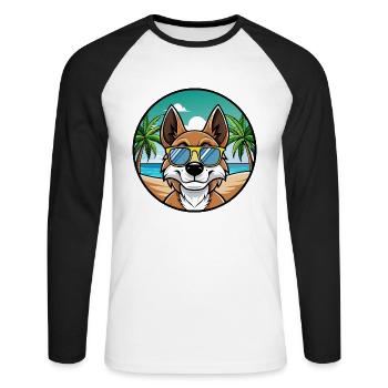 Drever Hunderasse Cartoon Sonnenbrille Strand - Unisex Baseballshirt langarm - Weiß/Schwarz - Vorne - Nik (191cm)