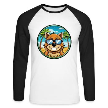 Estrela Sennenhund Rasse Cartoon Sonnenbrille Strand - Unisex Baseballshirt langarm - Weiß/Schwarz - Vorne - Nik (191cm)