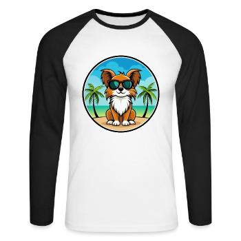 Englische Spielzeug Spaniel Hund Rasse Cartoon Sonnenbrille - Unisex Baseballshirt langarm - Weiß/Schwarz - Vorne - Nik (191cm)
