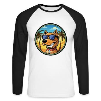 Kanarische Warren Hound Hunderasse Cartoon Sonnenbrille - Unisex Baseballshirt langarm - Weiß/Schwarz - Vorne - Nik (191cm)