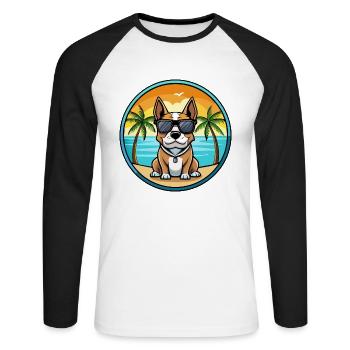 Braque Auvergne Hunderasse Cartoon Sonnenbrille Strand - Unisex Baseballshirt langarm - Weiß/Schwarz - Vorne - Nik (191cm)