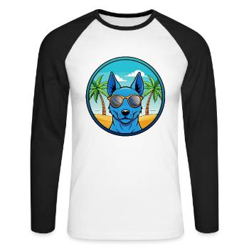 Lunettes de soleil de dessin animé Blue Thai Ridgeback Dog Breed - T-shirt baseball manches longues Homme - blanc/noir - Devant - Nik (191cm)
