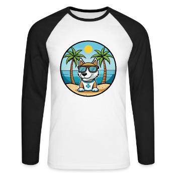 Argentino Chien Race Dessin Animé Lunettes De Soleil Plage - T-shirt baseball manches longues Homme - blanc/noir - Devant - Nik (191cm)