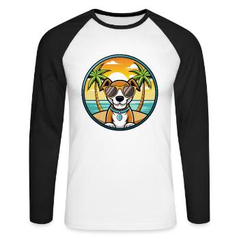 Ariege Pointer Hund Rasse Cartoon Sonnenbrille Strand - Unisex Baseballshirt langarm - Weiß/Schwarz - Vorne - Nik (191cm)