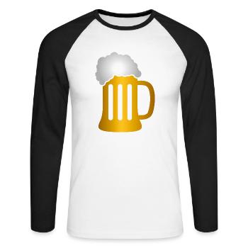 Golden Beer Krug Silhouette - Unisex Baseballshirt langarm - Weiß/Schwarz - Vorne - Nik (191cm)
