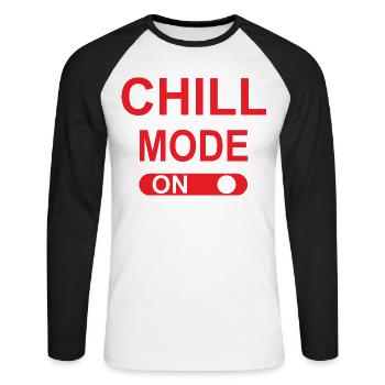 Chill-Modus EIN - Unisex Baseballshirt langarm - Weiß/Schwarz - Vorne - Nik (191cm)