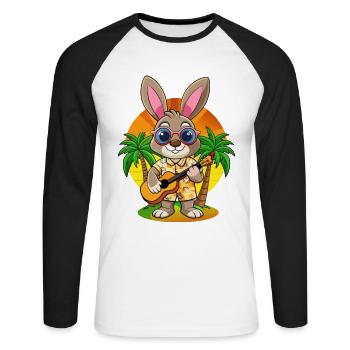 Lunettes de soleil de plage d’été de lapin drôle hawaïenne - T-shirt baseball manches longues Homme - blanc/noir - Devant - Nik (191cm)