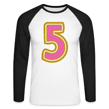 5. 5 YEARS. 5th ANNIVERSARY. 5 YEAR ANNIVERSARY - Unisex Long Sleeve Baseball T-Shirt - white/black - Front - Nik (191cm)