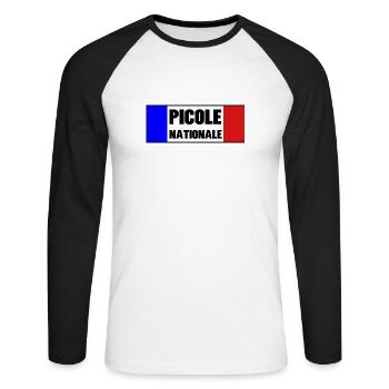 Picole Nationale - T-shirt baseball manches longues Homme - blanc/noir - Devant - Nik (191cm)