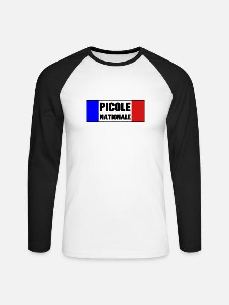 Picole Nationale - T-shirt baseball manches longues Homme - blanc/noir