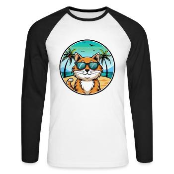 California Spangled Cat Breed Cartoon Sunglasses - Unisex Long Sleeve Baseball T-Shirt - white/black - Front - Nik (191cm)