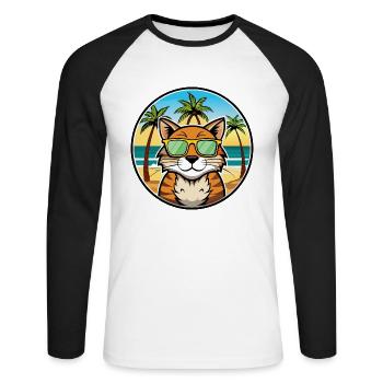 California Spangled Cat Breed Cartoon Sunglasses - Unisex Long Sleeve Baseball T-Shirt - white/black - Front - Nik (191cm)