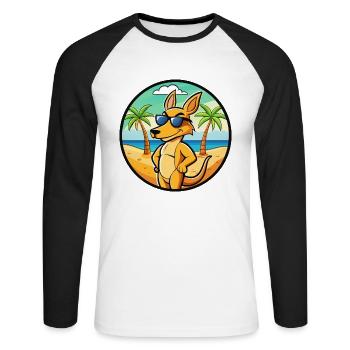 Känguru Lustige Cartoon Sommer Strand Sonnenbrille - Unisex Baseballshirt langarm - Weiß/Schwarz - Vorne - Nik (191cm)