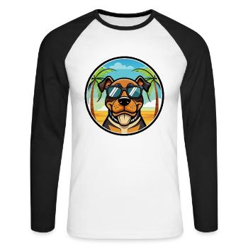 Lunettes de soleil Rottweiler Dog Cartoon Summer Beach - T-shirt baseball manches longues Homme - blanc/noir - Devant - Nik (191cm)