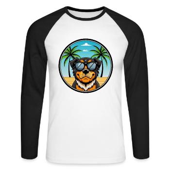 Lunettes de soleil Rottweiler Dog Cartoon Summer Beach - T-shirt baseball manches longues Homme - blanc/noir - Devant - Nik (191cm)