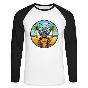 Ameise lustige Cartoon Sommer Strand Sonnenbrille Aufkleber - Unisex Baseballshirt langarm - Weiß/Schwarz - Vorne - Nik (191cm)