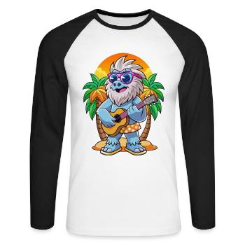 Drôle Yeti Dessin Animé Plage D’été Lunettes De Soleil Guitare - T-shirt baseball manches longues Homme - blanc/noir - Devant - Nik (191cm)