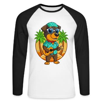 Drôle de Rottweiler Chien Lunettes de soleil de plage d’été - T-shirt baseball manches longues Homme - blanc/noir - Devant - Nik (191cm)
