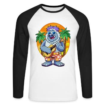 Drôle Yeti Dessin Animé Plage D’été Lunettes De Soleil Guitare - T-shirt baseball manches longues Homme - blanc/noir - Devant - Nik (191cm)