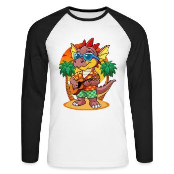 Lunettes de soleil de plage d’été de dessin animé de dragon drôle - T-shirt baseball manches longues Homme - blanc/noir - Devant - Nik (191cm)
