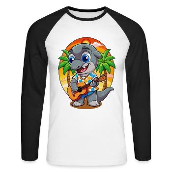 Lustige Delphin Cartoon Sommer Strand Sonnenbrille - Unisex Baseballshirt langarm - Weiß/Schwarz - Vorne - Nik (191cm)