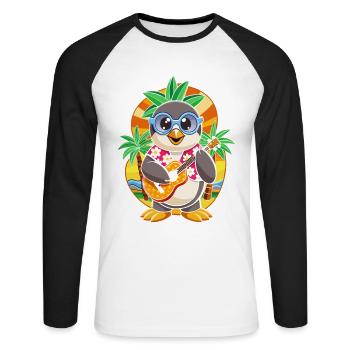 Lustige Pinguin Cartoon Sommer Strand Sonnenbrille - Unisex Baseballshirt langarm - Weiß/Schwarz - Vorne - Nik (191cm)