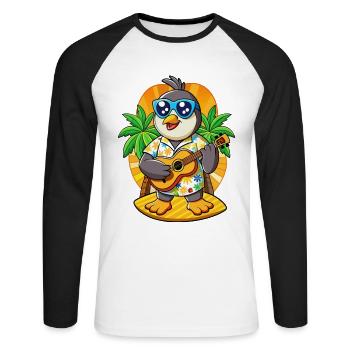 Lustige Pinguin Cartoon Sommer Strand Sonnenbrille - Unisex Baseballshirt langarm - Weiß/Schwarz - Vorne - Nik (191cm)