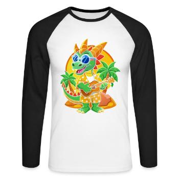 Lunettes de soleil de plage d’été de dessin animé de dragon drôle - T-shirt baseball manches longues Homme - blanc/noir - Devant - Nik (191cm)
