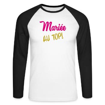ICH KANN NICHT, ICH BIN VERHEIRATET - Unisex Baseballshirt langarm - Weiß/Schwarz - Vorne - Nik (191cm)