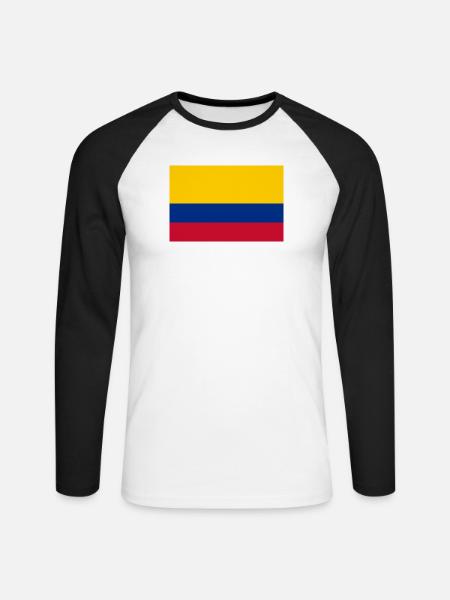 Kolumbien - Unisex Baseballshirt langarm - Weiß/Schwarz