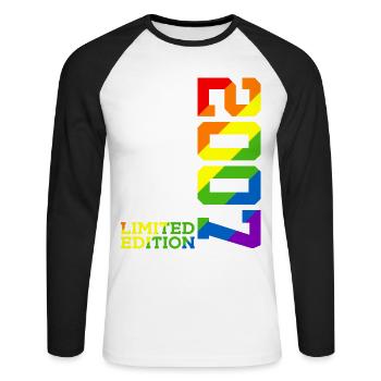 LGBTQ 2007 ARC-EN-CIEL QUEER 18E ANNIVERSAIRE PRIDE - T-shirt baseball manches longues Homme - blanc/noir - Devant - Nik (191cm)