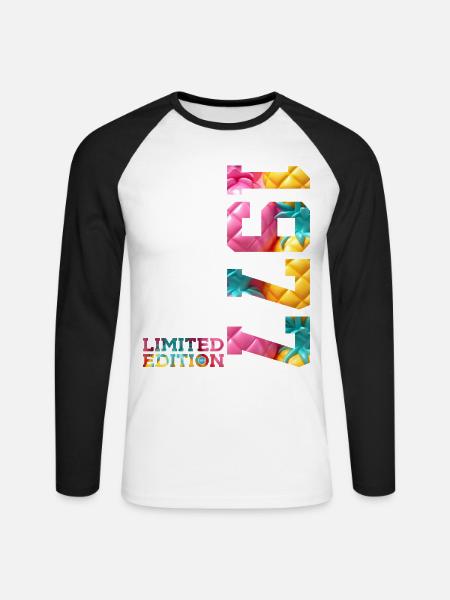 49E ANNIVERSAIRE ÉDITION LIMITÉE 1977 - T-shirt baseball manches longues Homme - blanc/noir