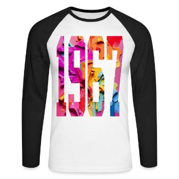 BUNT 59E ANNIVERSAIRE 1967 - T-shirt baseball manches longues Homme - blanc/noir - Devant - Nik (191cm)