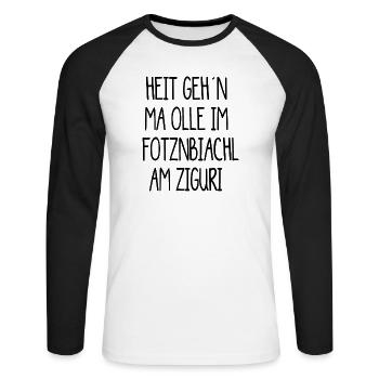 Ziguri, Löwenzahn Zigurikaffee - Unisex Baseballshirt langarm - Weiß/Schwarz - Vorne - Nik (191cm)