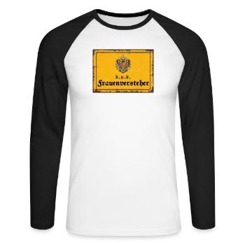 k.u.k. - kaiserlich königlicher Frauenversteher - Unisex Baseballshirt langarm - Weiß/Schwarz - Vorne - Nik (191cm)