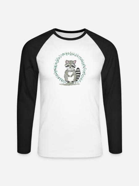 racoon - Unisex Long Sleeve Baseball T-Shirt - white/black