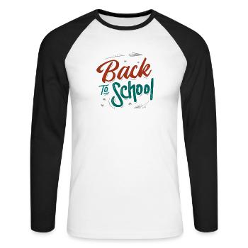 Retour à l’école - T-shirt baseball manches longues Homme - blanc/noir - Devant - Nik (191cm)