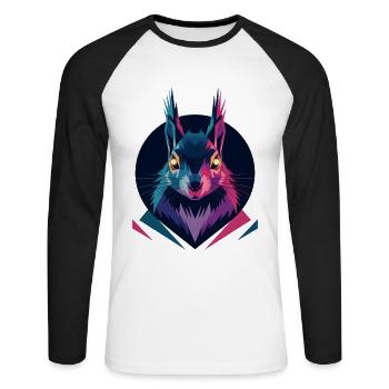 Low-poly Squirrel - Unisex Long Sleeve Baseball T-Shirt - white/black - Front - Nik (191cm)