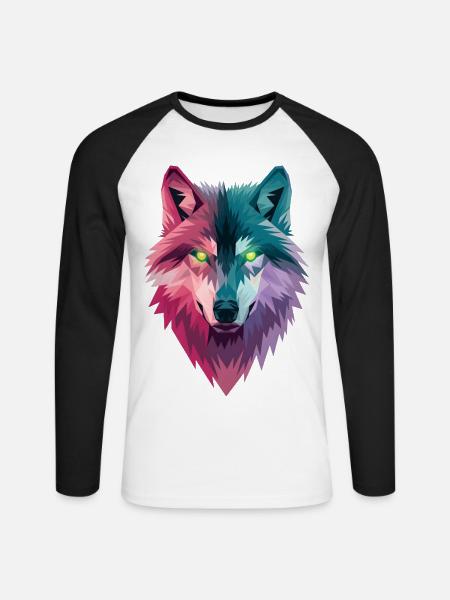 Loup - T-shirt baseball manches longues Homme - blanc/noir