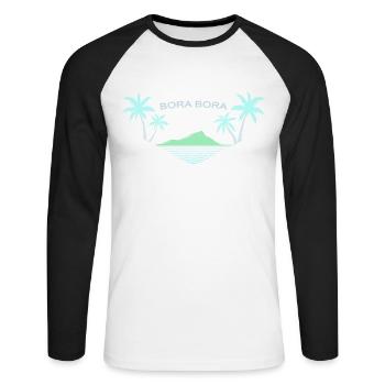 Logo Idylle de l’île Bora Bora - T-shirt baseball manches longues Homme - blanc/noir - Devant - Nik (191cm)