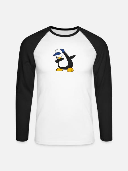 Penguin Dabbing Dab Pinguin - Unisex Baseballshirt langarm - Weiß/Schwarz