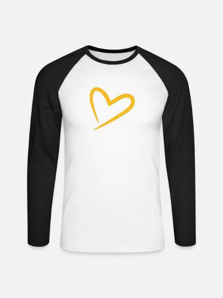 Herz modern in gelb - Unisex Baseballshirt langarm - Weiß/Schwarz