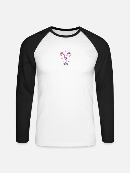 Widder Sternzeichen - Unisex Baseballshirt langarm - Weiß/Schwarz