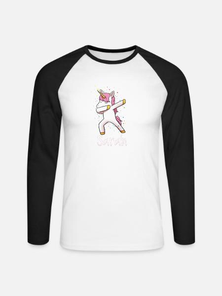 Sarah - Unisex Baseballshirt langarm - Weiß/Schwarz