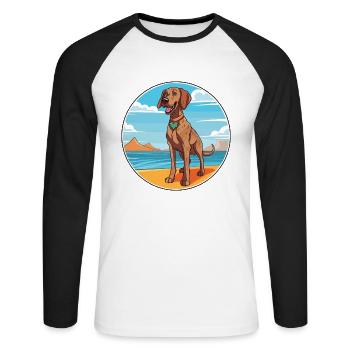 Plott Hund Rasse Cartoon Kawaii Clipart Hund - Unisex Baseballshirt langarm - Weiß/Schwarz - Vorne - Nik (191cm)