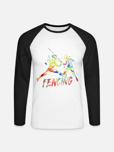 Blitzschneller Fechter Turnierkampf - Unisex Baseballshirt langarm - Weiß/Schwarz