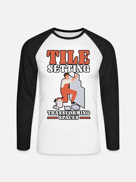 Fliesenleger Fliesensetzer Beruf Fugenleger Fliese - Unisex Baseballshirt langarm - Weiß/Schwarz