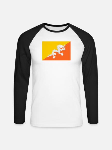 Bhutan - Unisex Baseballshirt langarm - Weiß/Schwarz